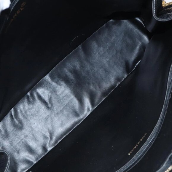 CHANEL COCO Mark Hand Bag Calf Skin Black Gold CC Auth yk17997 - Picture 2 of 14